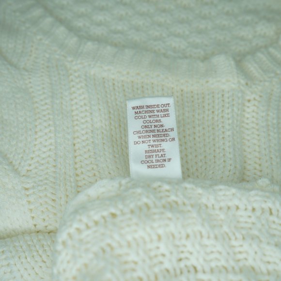 Long Sleeve White Mock Neck Cable Knit Sweater Top - Picture 5 of 5